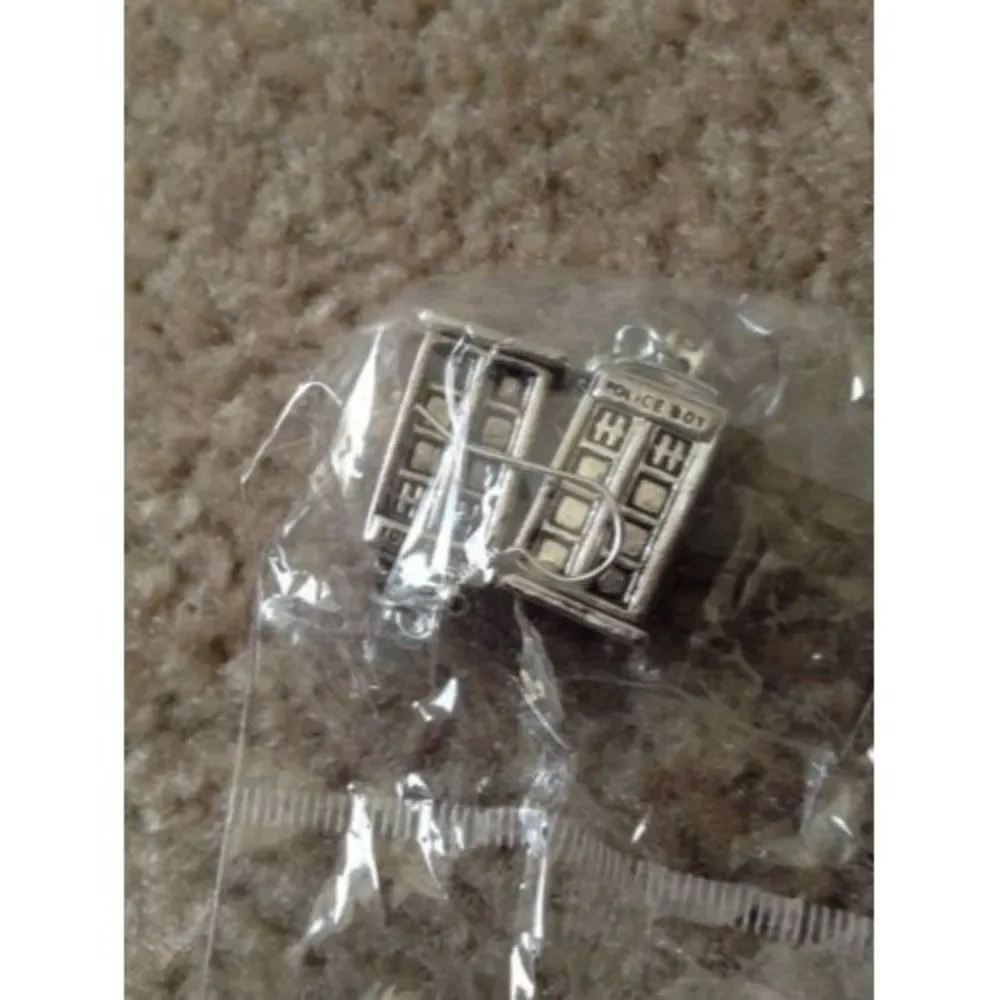 Ancient Tardis Doctor Who Police Box Earrings Silver